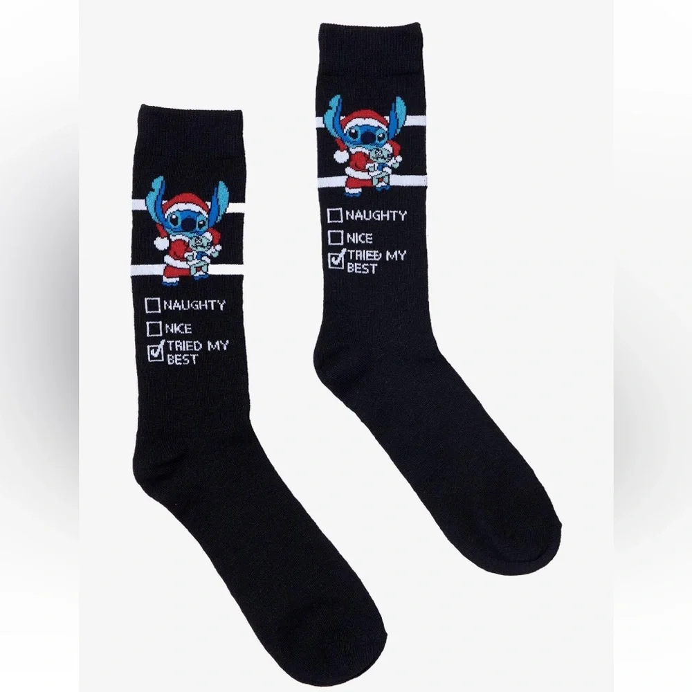 Disney Lilo‎ & Stitch Tried My Best Holiday Crew Socks Hot Topic Christmas